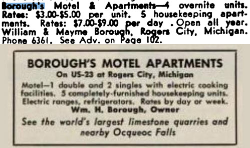Boroughs Motel & Apartments - Its Playtime In Michigan Ad